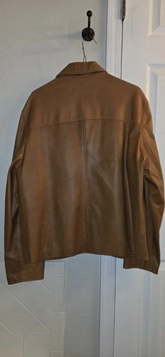 Vintage Italian Leather Jacket Men Euro 52 US 40 Cognac Brown Coat  image 3