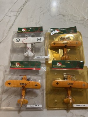 Kurt Adler Vintage wooden airplane Christmas ornaments-4  WWII biplane seaplane