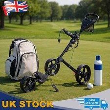 Premium 3 Wheeled Golf Push Trolley W/storage Net Foldable & Lightweight UK