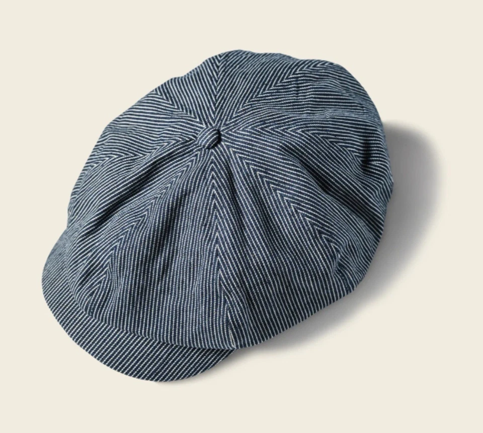 Striped Denim Newsboy Cap Bronson Non Stock Mfg. USA SHIP 100% Cotton - Image 2 of 4