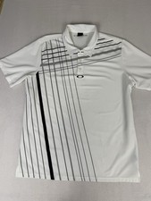 Oakley Polo Shirt Mens Medium White Regular Fit Hydrolix Performance Golf Tee