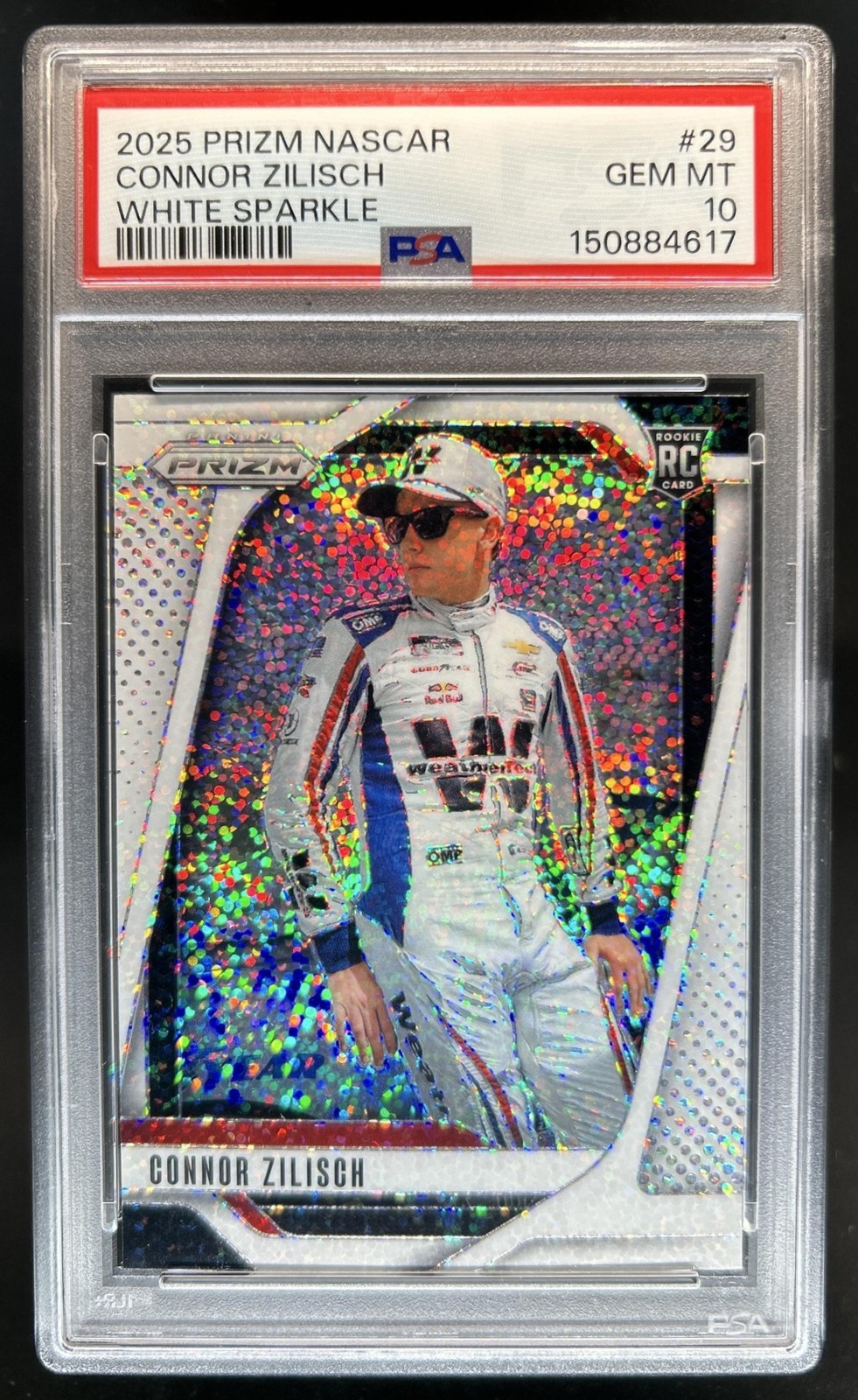 2025 Panini Prizm NASCAR Connor Zilisch RC SP White Sparkle Prizm #29 PSA 10