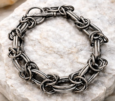 VINTAGE 925 STERLING SILVER TAXCO BRACELET 32g TOGGLE LINK