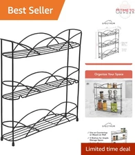 3-Tier Steel Spice Rack Organizer Kitchen Countertop Wall Mount Closet