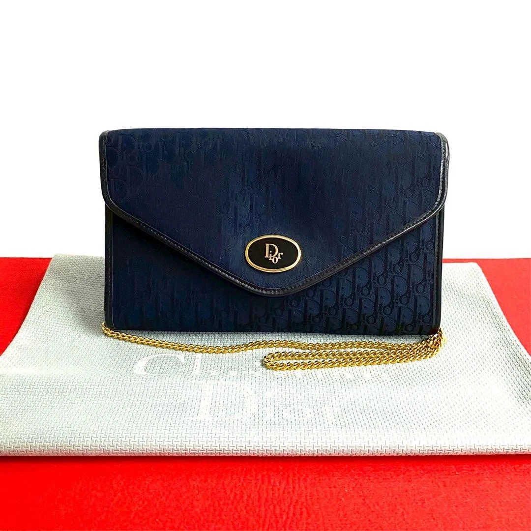 Sac bandoulière Christian Dior trotteur toile bleu marine, authentique /occasion++