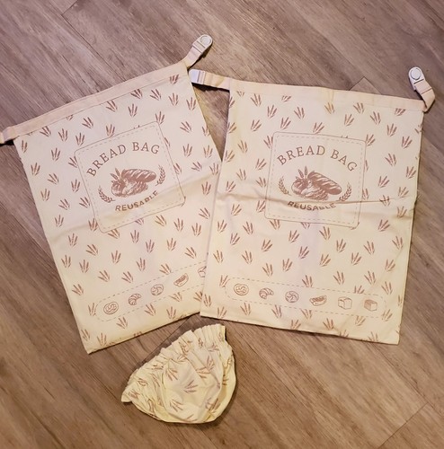 3 Pc Reusable Bread Bags for Homemade Bread-Sourdough Bag-XL Cotton Beeswax