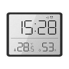LCD Digital Wall Clock with Display Thermometer Function Slim Magnetic Back