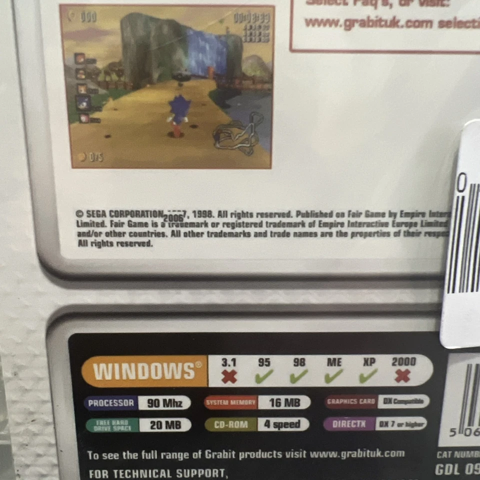 Sonic the Hedgehog, Sonic R, PC CD ROM, Windows, GRAB IT 2006 Version New Sealed - Image 3 of 4