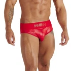 WOH Night Universe Mini Brief mens underwear curved pouch silky leather look red
