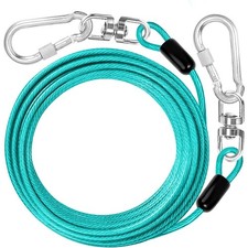 Dog Tie Out Cable: 10 ft Dog Lead for Yard - Heavy Duty Chain Leash Outside for