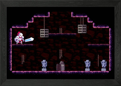 Pixel Art Ritter im Kerker gerahmtes Wandbild Poster Leinwanddruck Bild