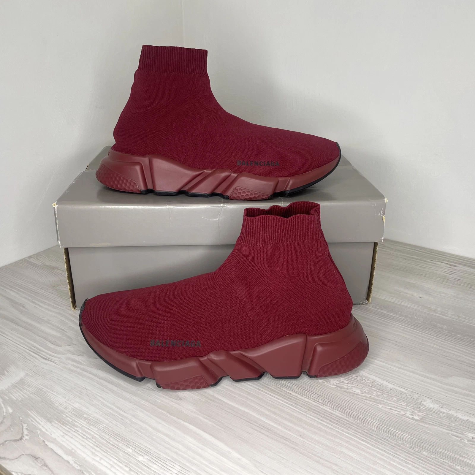 Balenciaga Sneakers 'Fiamma Rossa Borgogna' Scarpe da Ginnastica Velocità Uomo Sneakers (42)