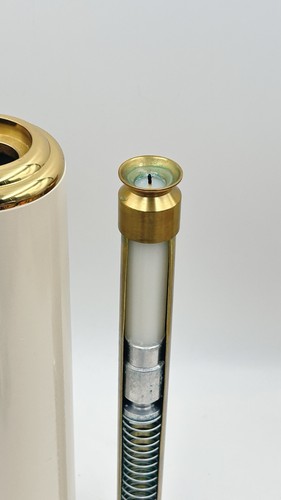 3” Lux Mundi Wax Church Candle Shell 13” Solid Brass Socket/Follower/Insert - Picture 8 of 16