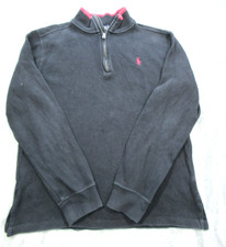 Ralph Lauren Sweater Youth XL 18-20 Gray Knit Pullover 1/4 Zip Long Sleeve