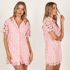 Petal & Pup Sz 0 Tallie Button Up Mini Dress Floral Embroidered Collared Relaxed