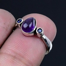 Sage Amethyst 925 Silver Plated Handmade Ring of US Size 5