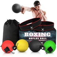 Boxing Reflex Ball Set with 4 Difficulty Balls & 2 Adjustable Headbands – Reacti