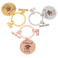 3 Pcs Graduation Season Stainless Steel Keychain Gift for College Classmate