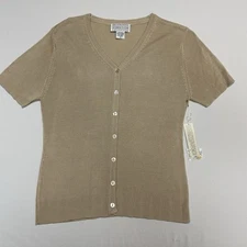 Saks Fifth Avenue 100% Silk Sweater Blouse Womens Medium Button Folio New NWT