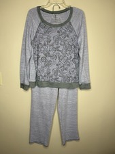 Two-Piece Purple  Gray Paisley Lounge Sweat Suit Set Size Large 12-14