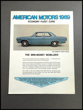 1969 Amc Rambler 2-door Sedan Vintage 1-page Car Brochure Leaflet Fact Card 1969 Amc Rambler 2-door Sedan Vintage 1-page Car Brochure Leaflet Fact Card