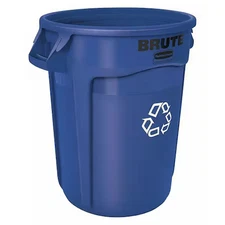 Rubbermaid Commercial Fg263273blue 32 Gal Round Recycling Bin, Open Top, Blue,
