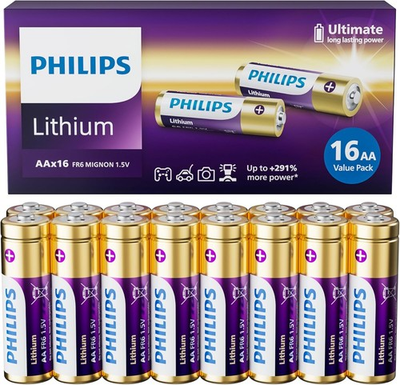 #ad 16 Pack 1.5V 2900mAh Philips AA Lithium Double A Ultra Long Lasting 2A Batteries $21.69