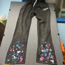 Republic of Great Men Men's Pants Size 3XL Black Paint Splatter Streetwear