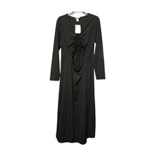 H&M Black Long Sleeve Maxi Dress Womens XL Ruched Front Stretch
