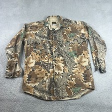 Vintage 90s Deerskin Tree Leaf Camouflage Chamois Flannel Shirt XL T USA Made
