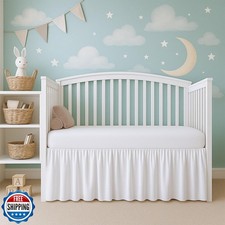 Cottington Lane White Infrant Crib Bed Skirt Dust Ruffle with Split Corner, 1