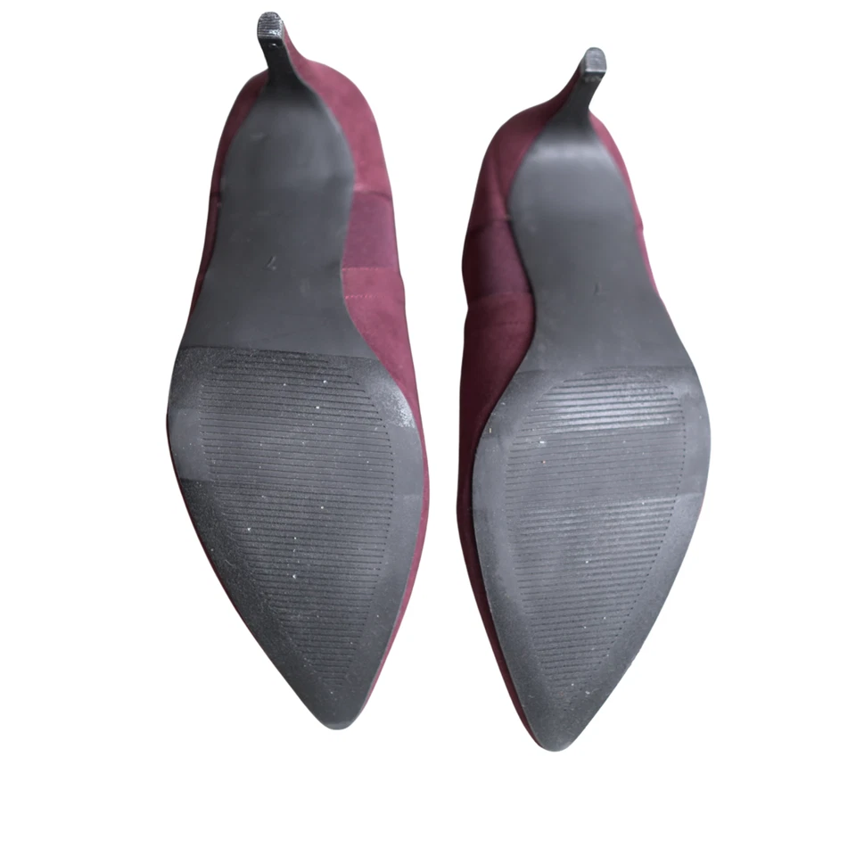 Botines Ann Taylor Tacón de Agujero Recto Gamuza Botas Borgoña Femenino 7M Nuevos sin Etiquetas Foto 3 de 4