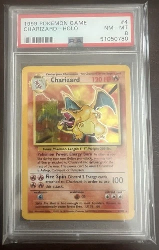 1999 POKEMON CHARIZARD Holo Rare #4 BASE SET UNLIMITED - PSA 8