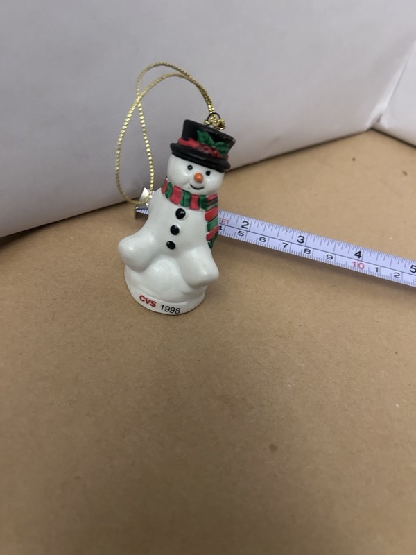 VTG Christmas Snowman Ceramic Ornament CVS 1998