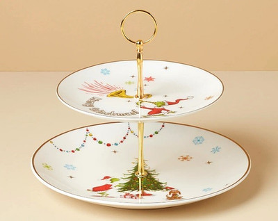 Lenox Grinch 2-Tier Server Tray Who-Ville Christmas NEW IN BOX