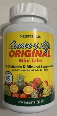 Natures Plus Source of Life Multivitamin   360 Mini-Tablets   Expires 04/2029