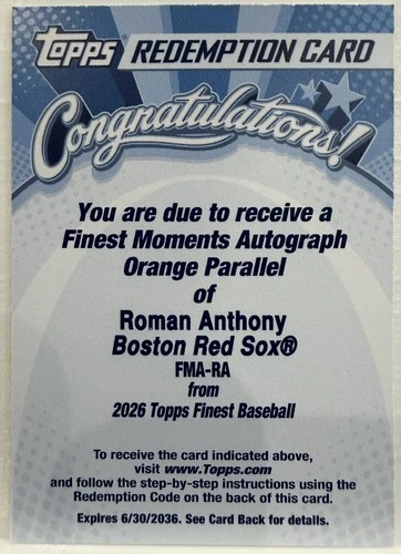 2026 Topps Finest Roman Anthony Orange (RAW)