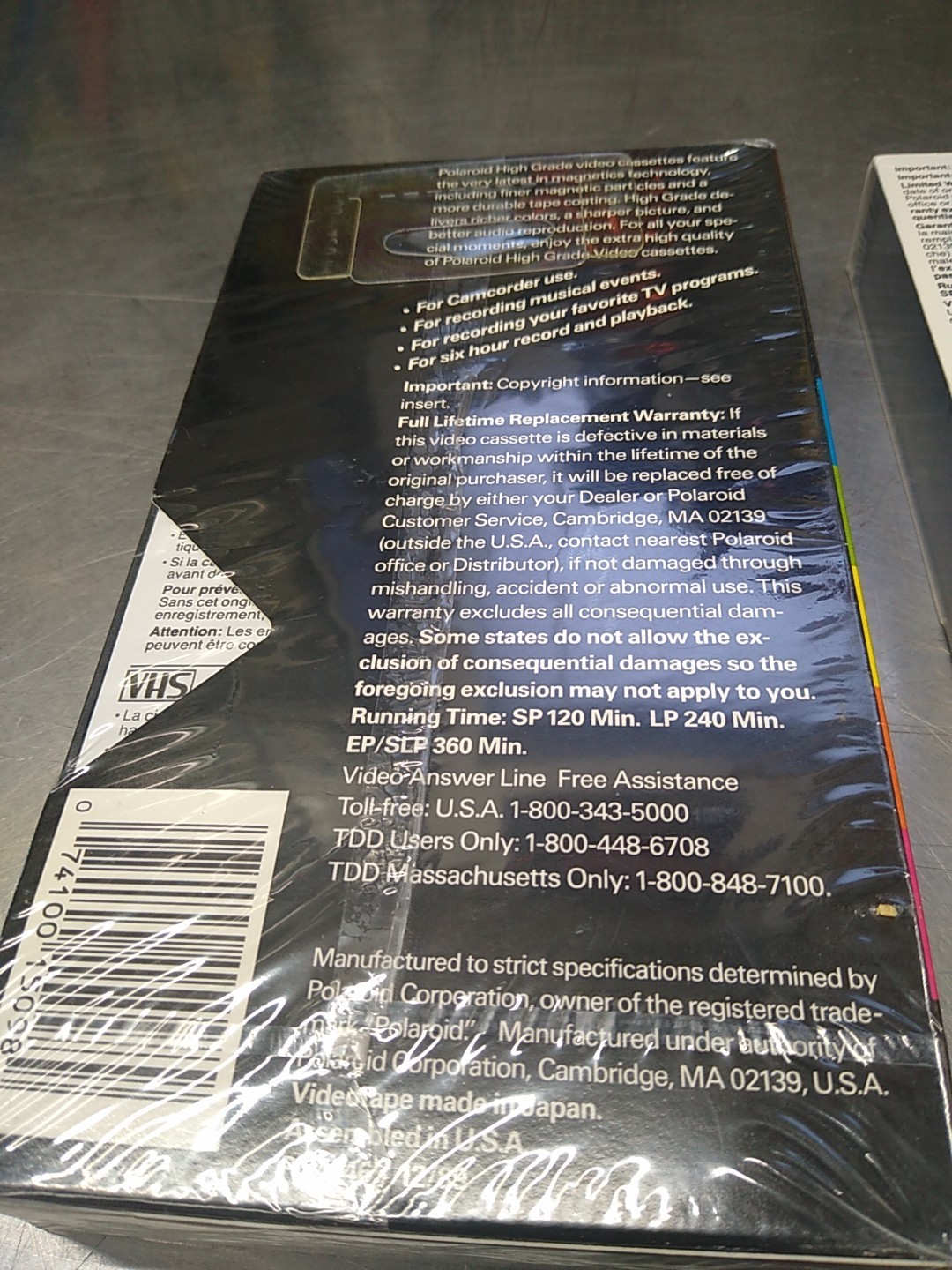 Lot of 2 Polaroid High Grade Blank Video Cassette T-120 246m VHS New sealed