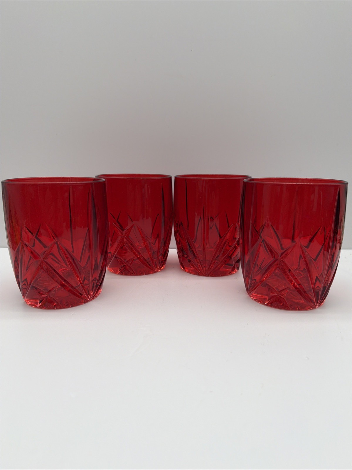 Waterford Marquis Brookside Red Double Old Fashion Low Ball Glasses Set Of 4