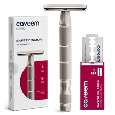 Double-Edge Safety Razor, Single-Blade Razors with 5 Stainless Steel Safety Razo