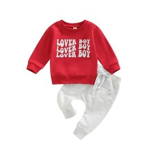 Baby Boy Valentines Day Outfit Long Sleeve Sweatshirt Pants Set 0 6 12 18 24 ...