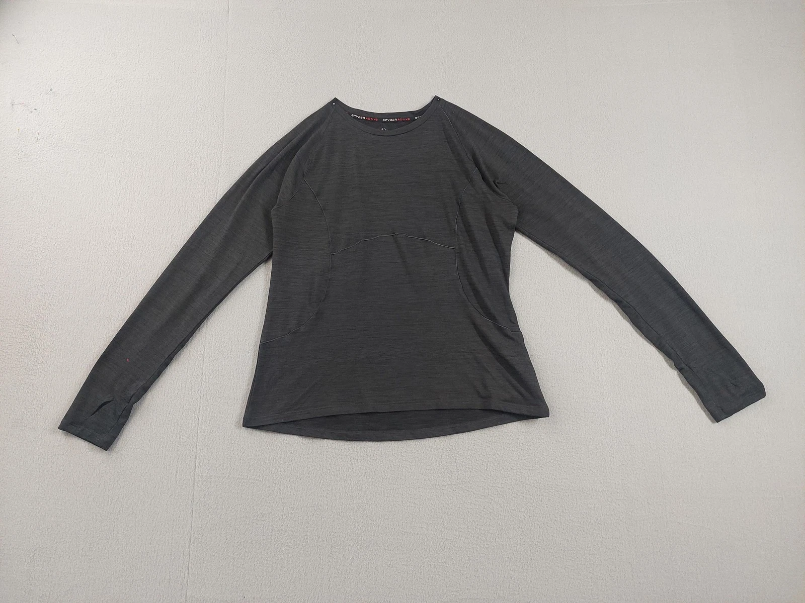 Spyder Active Shirt Womens Large Gray Long Sleeve Crewneck Athletic Stretch Top