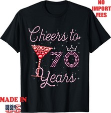 Cheers to 70 Years 70th Birthday 70 Years Old Bday T-Shirt, Adult Kid Tees