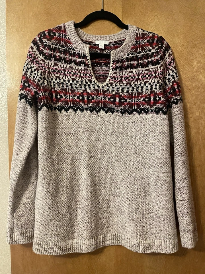 Очаровательный J Jill, пуловер свитер размер маленький с подходящей шляпой и меховым помпончиком - Изображение 2 из 4