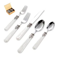 CATHYLIN REVERIE Collection 18/10 Stainless Steel Flatware set, 20-piece Silverw