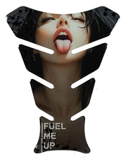 Motorcycle tank pad fuel me up paint protection sticker 3D hot woman black White