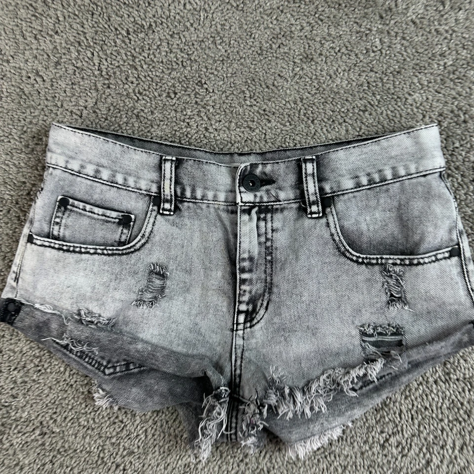 Pantalones Cortos Bullhead Para Mujer 5 Gris Corte Holgado Tiro Medio Bolsillo 2 En Entrepierna Damas Foto 3 de 4