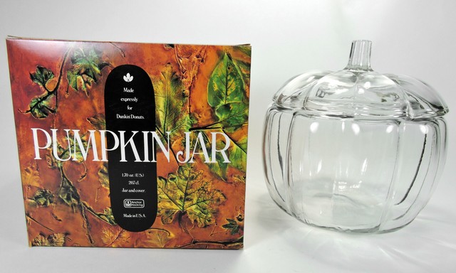 Anchor Hocking Clear Glass Pumpkin Jar in Box * Made for Dunkin Donuts