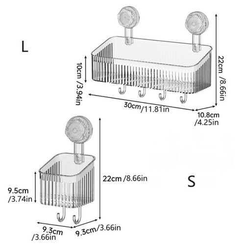 Wall Mounted Suction Cup Shelf Bathroom Shower Basket Bathroom Accessories - Picture 12 of 15