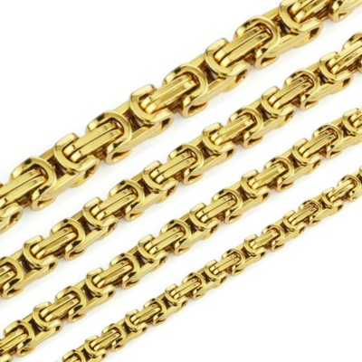 5MM KÖNIGSKETTE EDELSTAHL GOLD SET HALSKETTE KETTE BYZANTINER ARMBAND NECKLACE